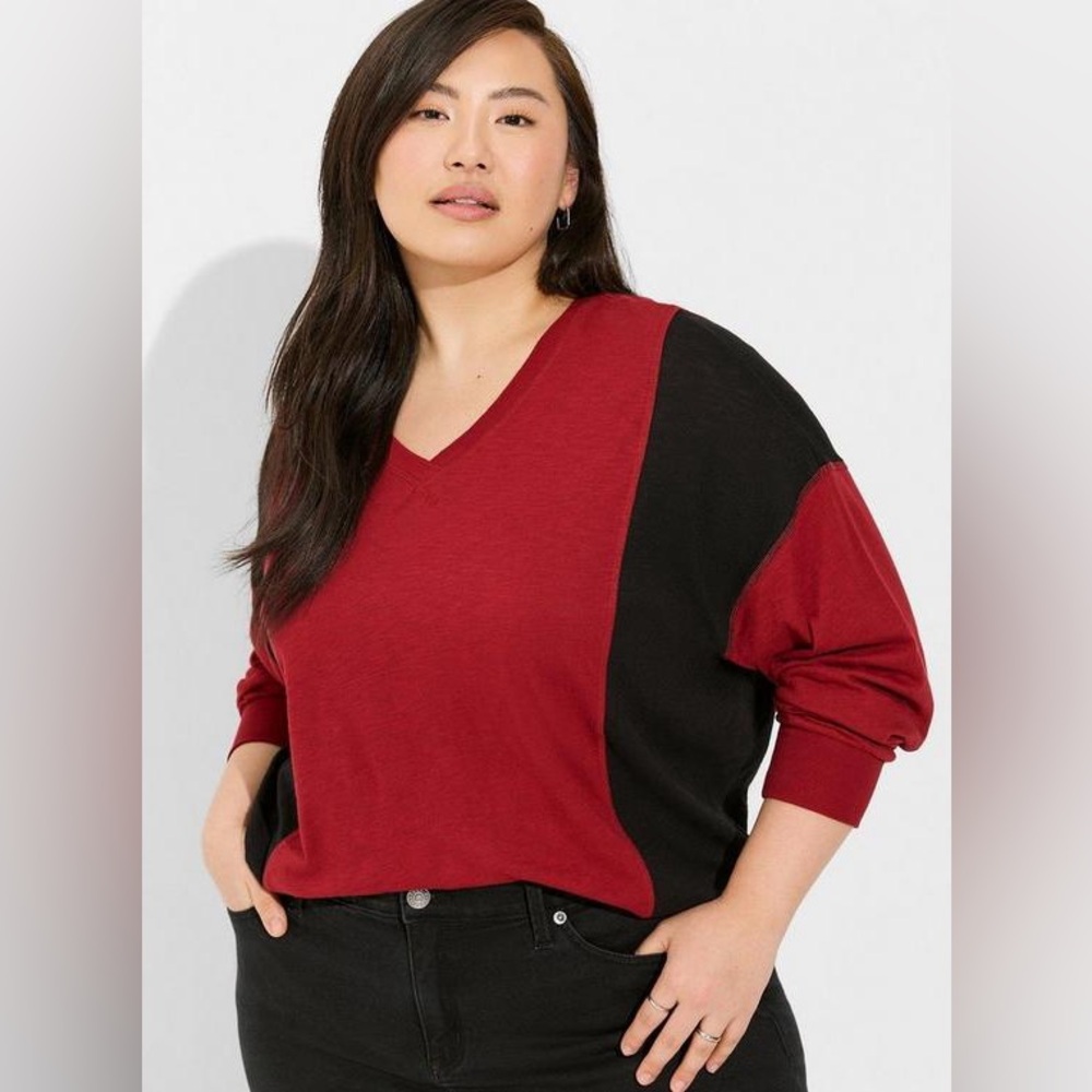 Torrid Cotton Modal Slub V-Neck
Long Sleeve Dolman Tee